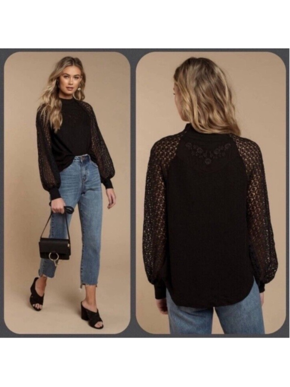 Free People Sweetest Thing Thermal Top Embroidered Crochet Lace Blouse sz xs